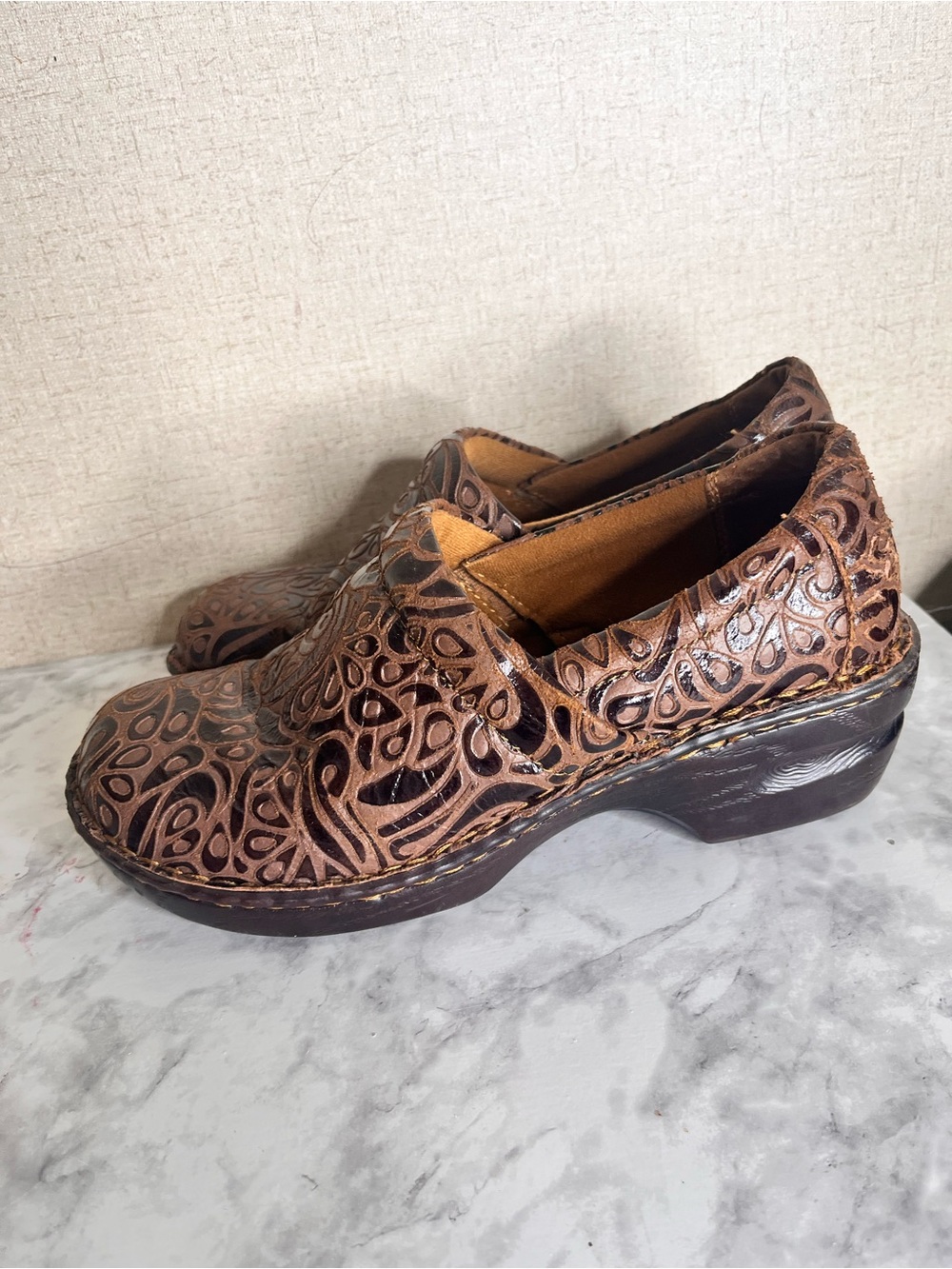 b.o.c. Brown Laser-Cut Leather Clogs - Picture 3 of 9